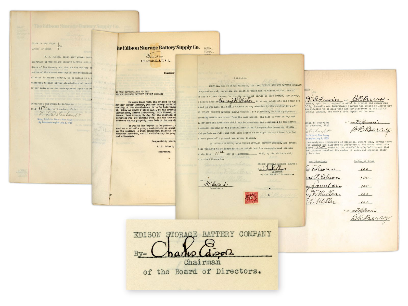 Charles Edison Signed Proxy Documents (1 of 1)