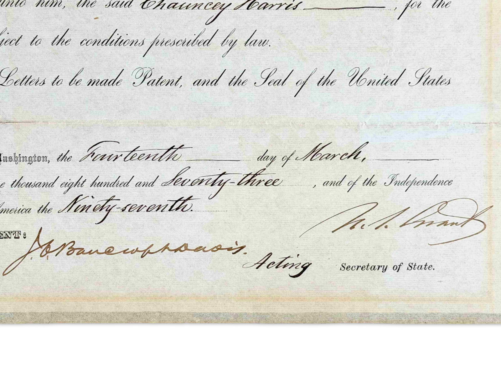 U.S. Grant Signed Appointment, 1873 - 2
