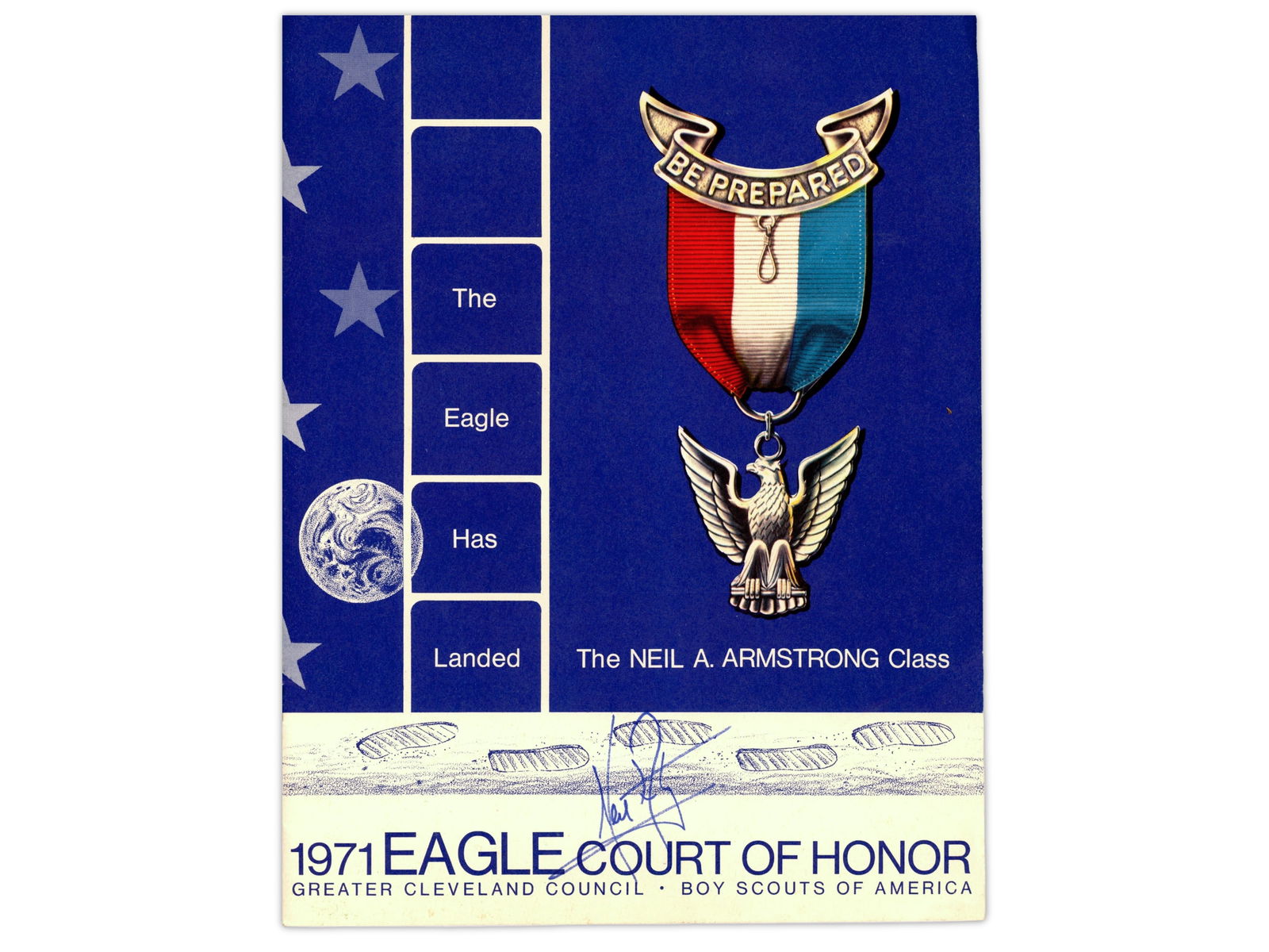 Neil Armstrong Signed 1971 Boy Scouts Program JSA - 2