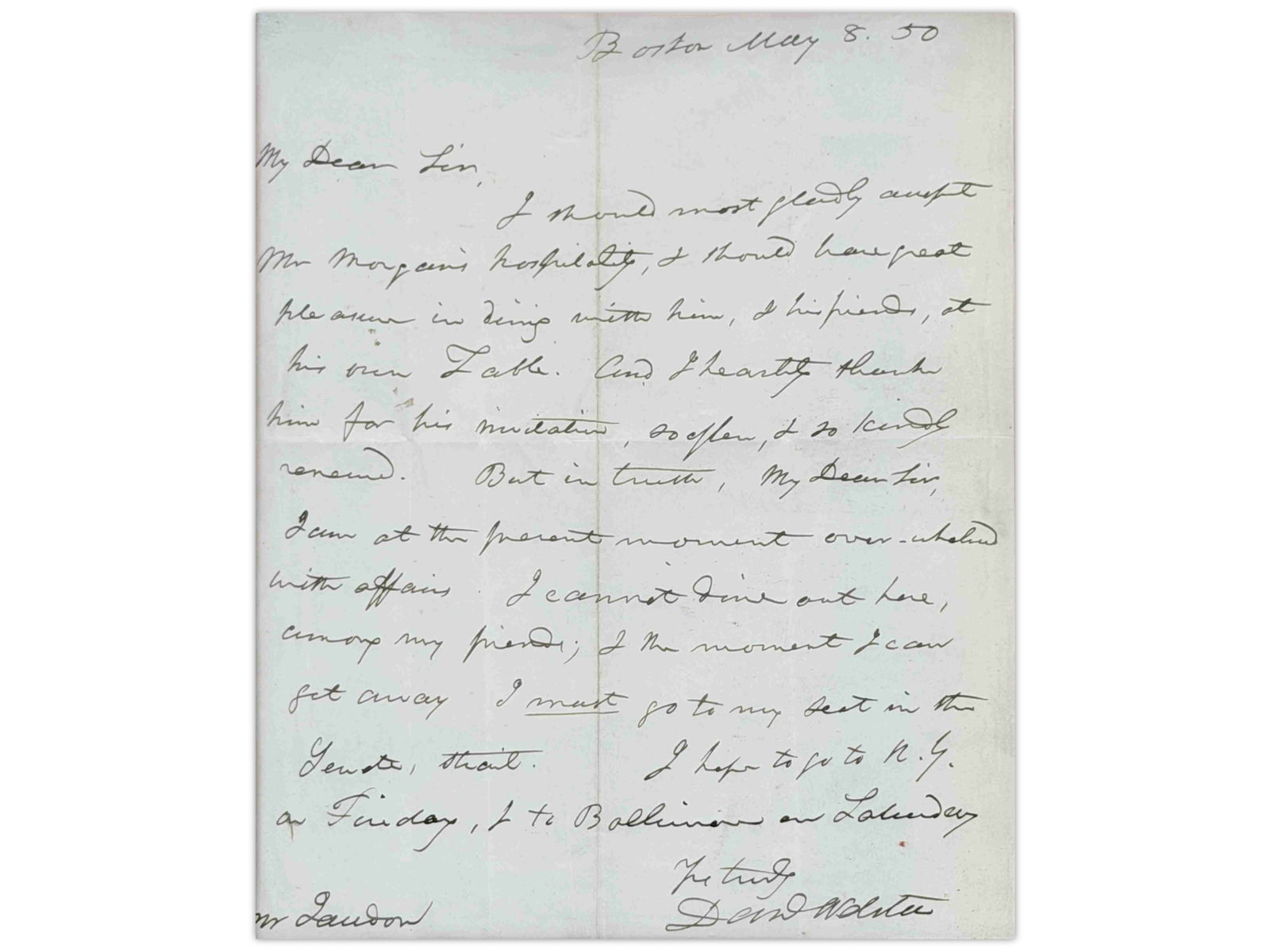 Daniel Webster ALS, 1850 - 2