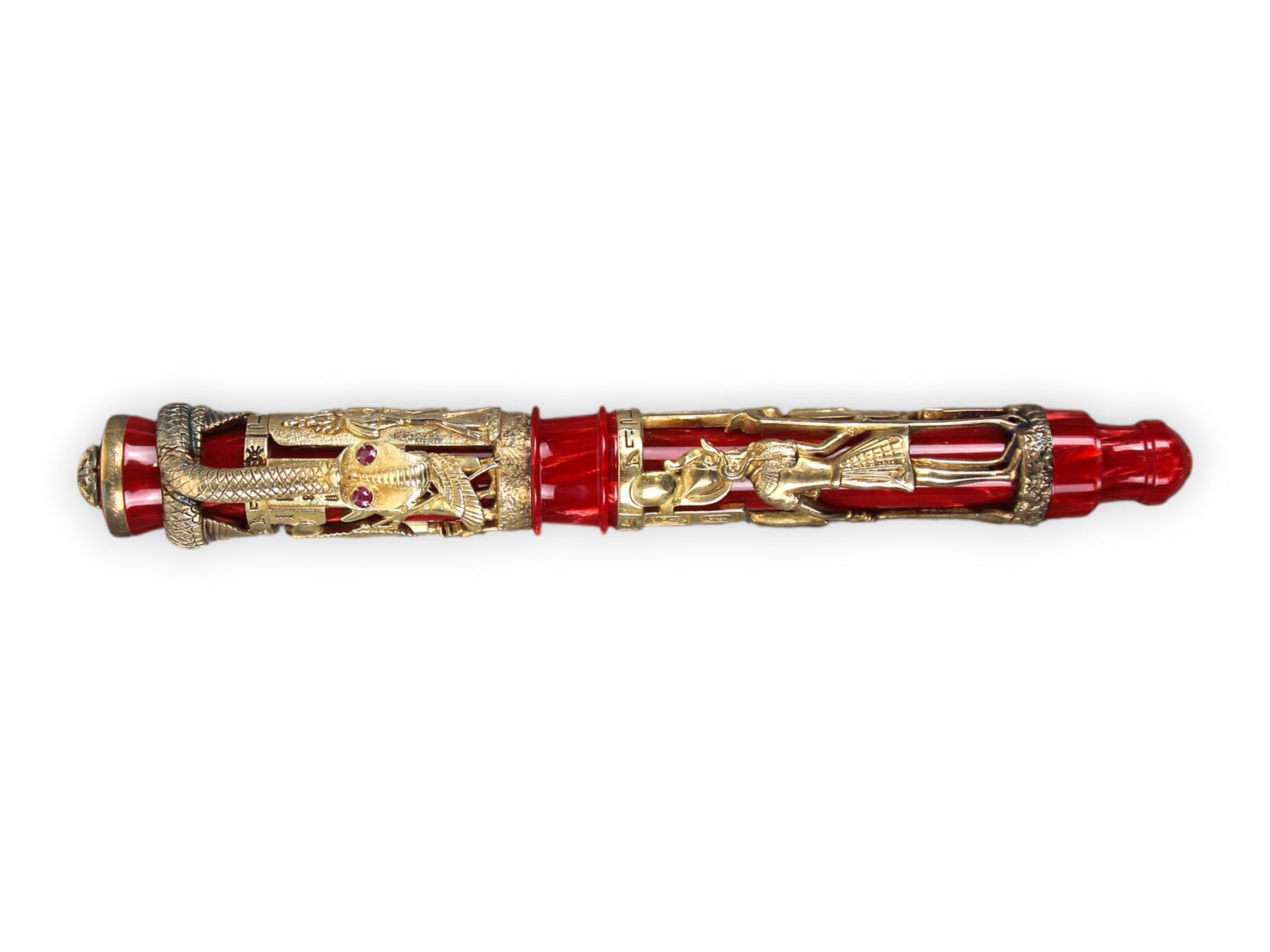 Montegrappa Luxor Red Sea Vermeil Fountain Pen: Montegrappa Luxor Red Sea Vermeil 18k gold over sterling silver overlay fountain pen. 19k gold nib. Limited edition #061 of 688. Shipping: Weiss Auctions offers full-service, in-house shipping for nea