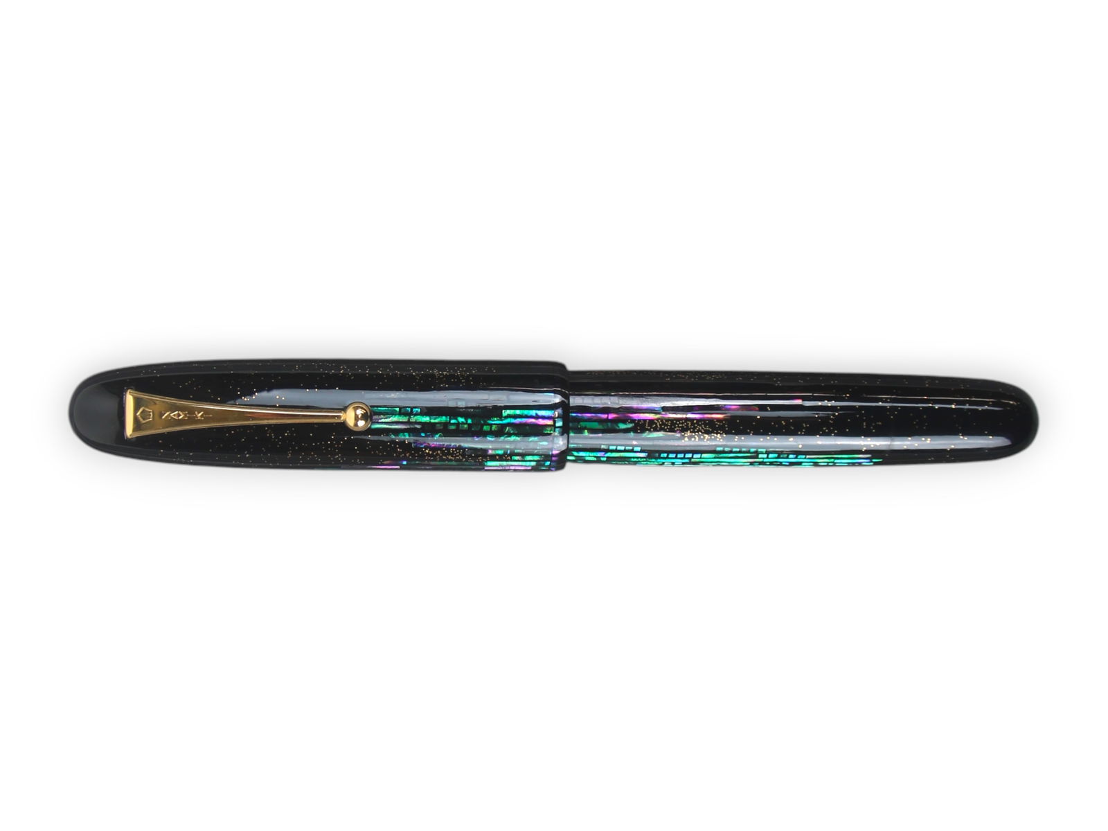 Namiki Emperor Nightline Raden Fountain Pen Boxed: Rare, massive Namiki Yukari Emperor Raden fountain pen in original box. With giant 18k gold medium nib. Minor wear, if any. Appears uninked. Includes paperwork and eyedropper. Shipping: Weiss Auctions