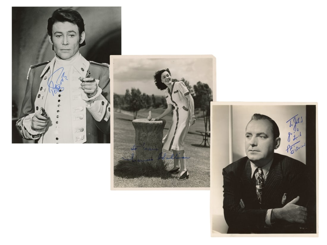Estate Autograph Lot. Entertainers Letters "N-O": Includes (115+) 8 x 10 signed photos. Includes Peter O'Toole (3), Maureen Sullivan (4), Laurence Olivier (14), Pat O'Brien (7) and others. These lots come from the Estate of Longtime Autograph Collect