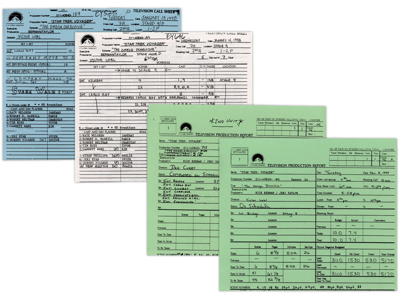 (2) Star Trek Voyager Cast Signed Scripts, Year 4 - 3