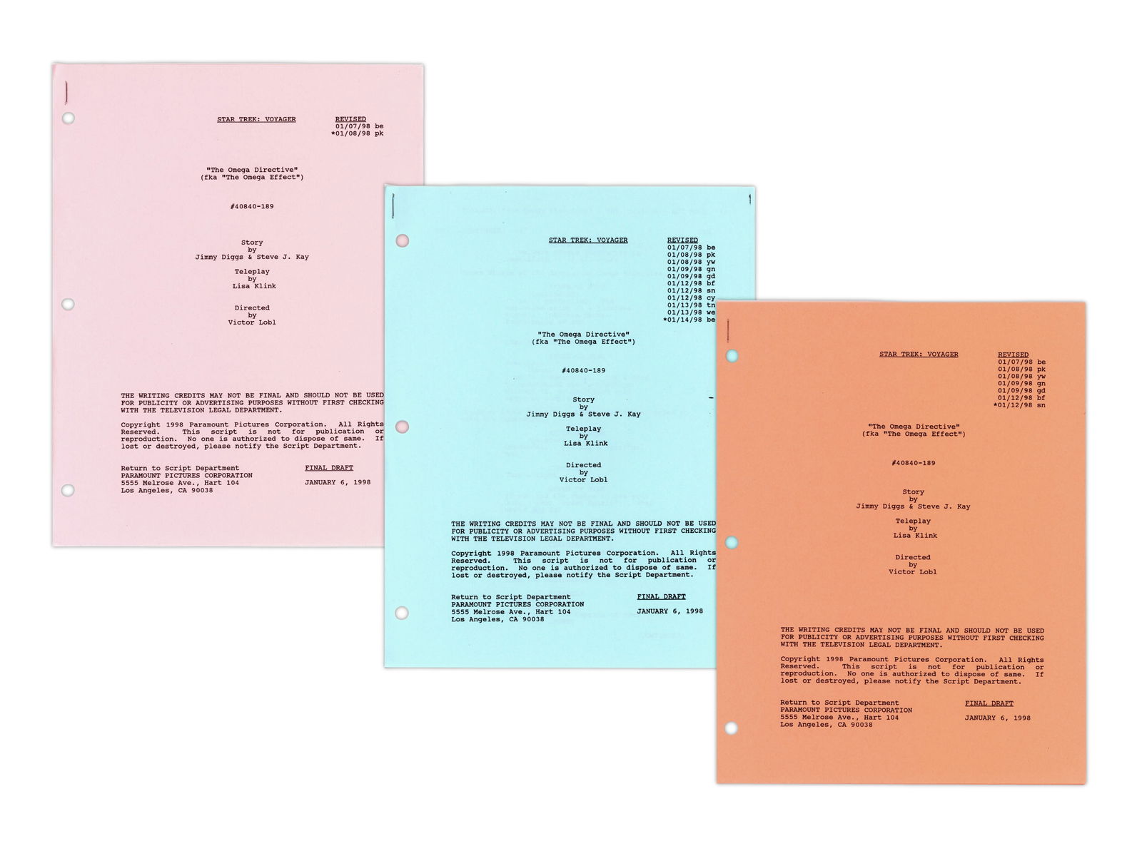 (2) Star Trek Voyager Cast Signed Scripts, Year 4 - 6