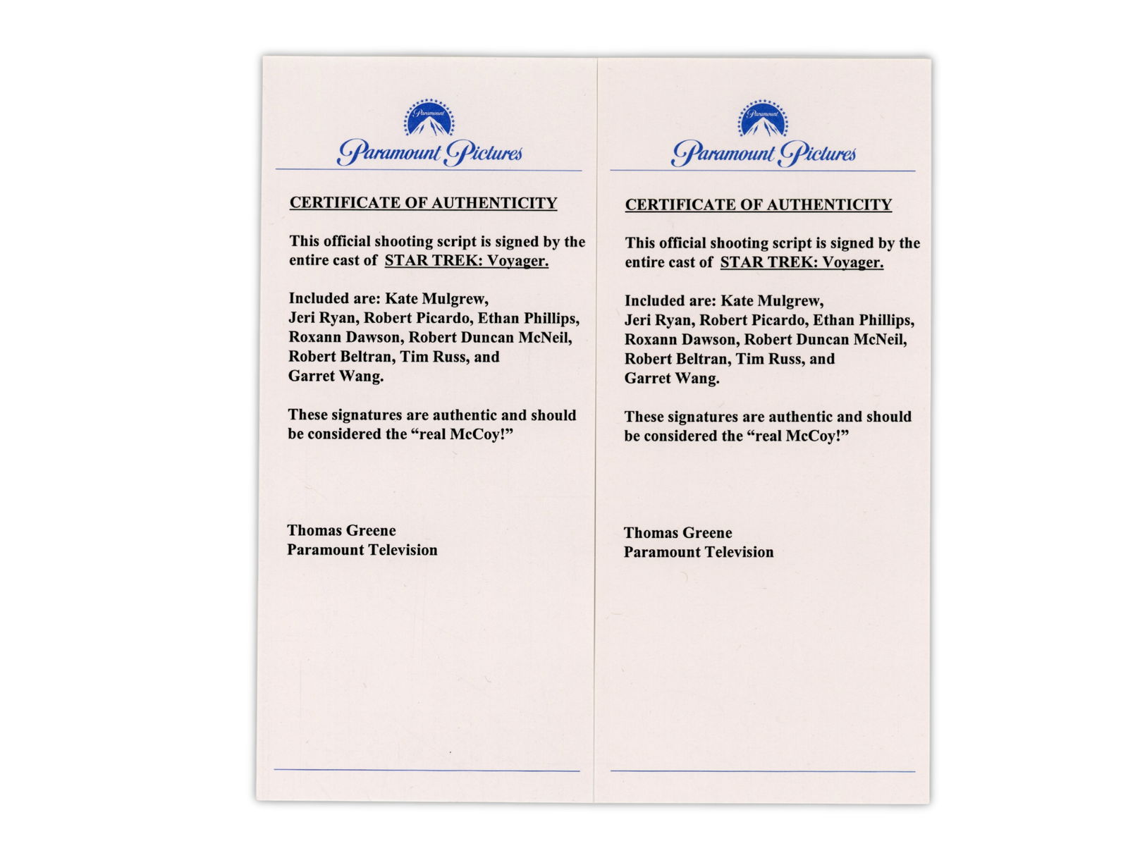 (2) Star Trek Voyager Cast Signed Scripts, Year 5 - 2