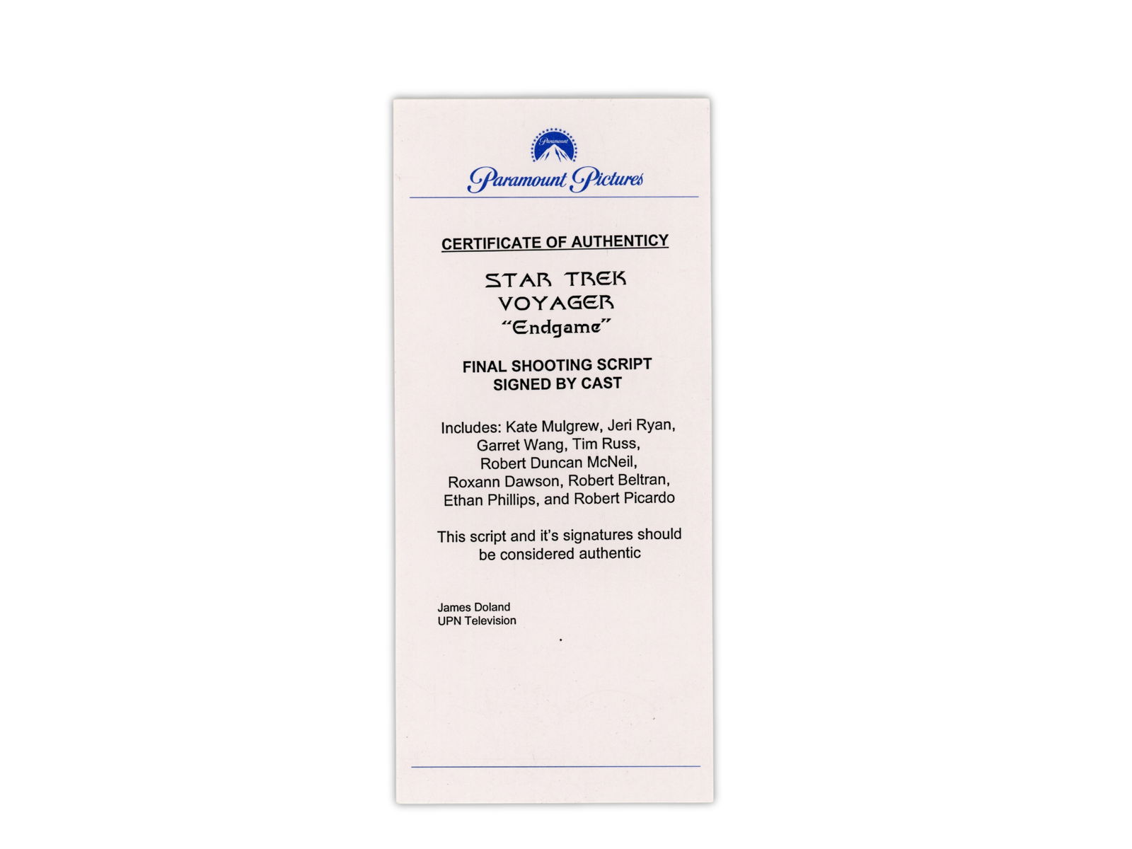 Star Trek Voyager Series Finale Cast Signed Script - 2