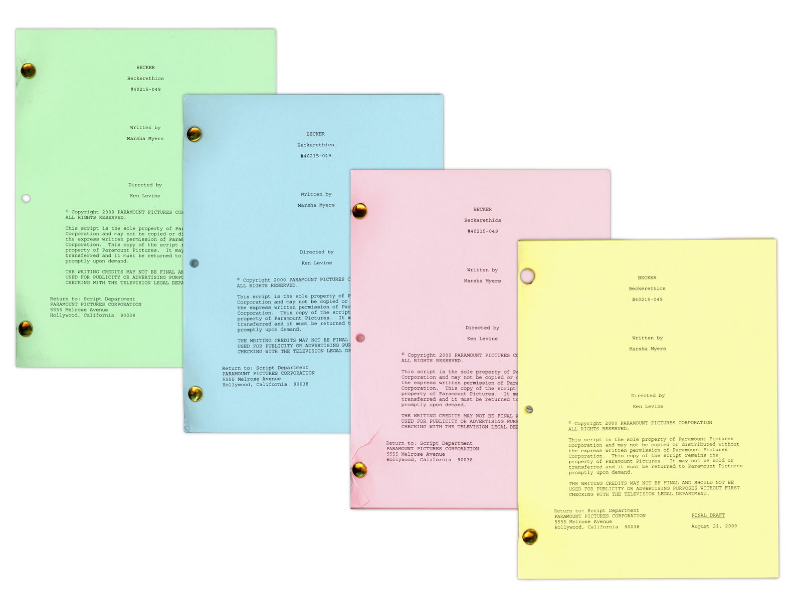 (2) Becker Television Cast Signed Scripts - 3