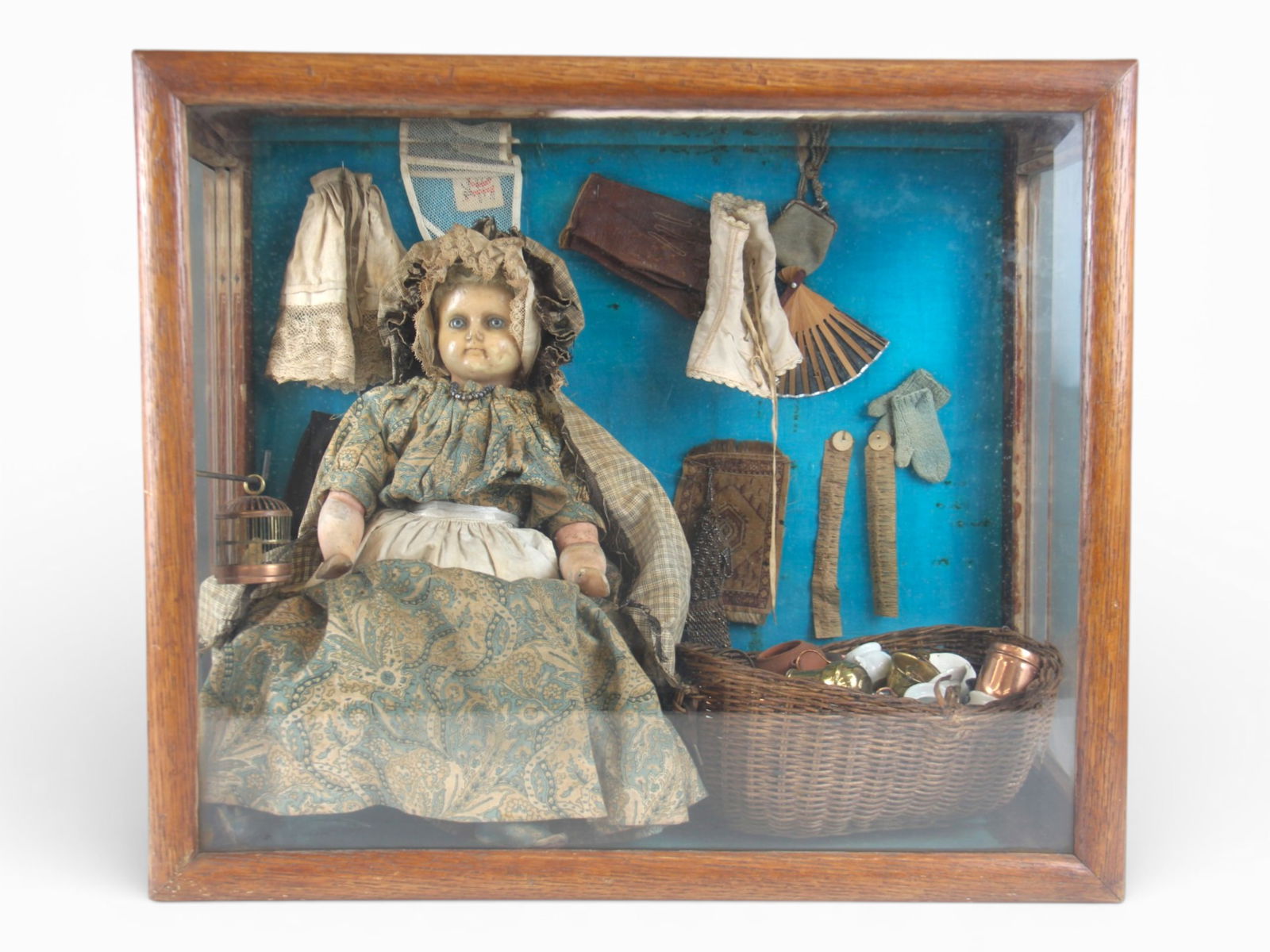 Victorian Wax Doll in Shadowbox Display (1 of 8)