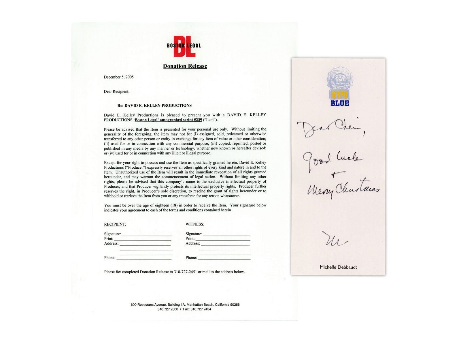 (3) Signed TV Scripts, Boston Legel NYPD - 2