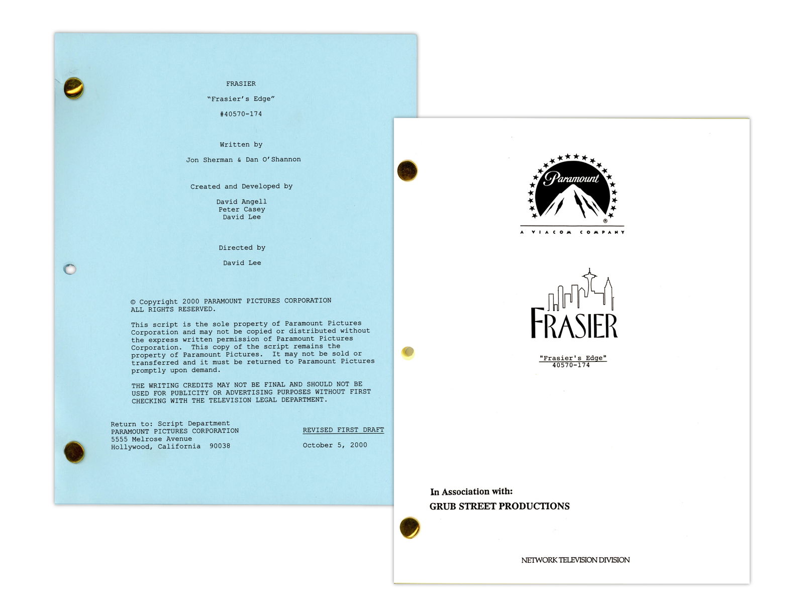(3) Signed TV Scripts, West Wing, Frasier, Dukes - 3