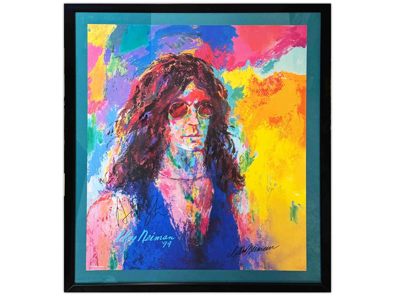 Howard Stern / LeRoy Neiman Signed Poster: Copyright 1994. Poster signed by LeRoy Neiman and Howard Stern. Framed. Overall frame size approx. 32.5" x 38". Shipping: Weiss Auctions offers full-service, in-house shipping for nearly all items in