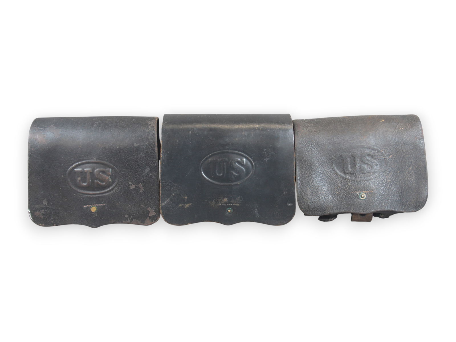 (3) US 1864 Cartridge Boxes: 3 US Model 1864 Cartridge Boxes. Some wear.Shipping: Weiss Auctions offers full-service, in-house shipping for nearly all items in this auction. For a shipping quote, please contact us prior to the