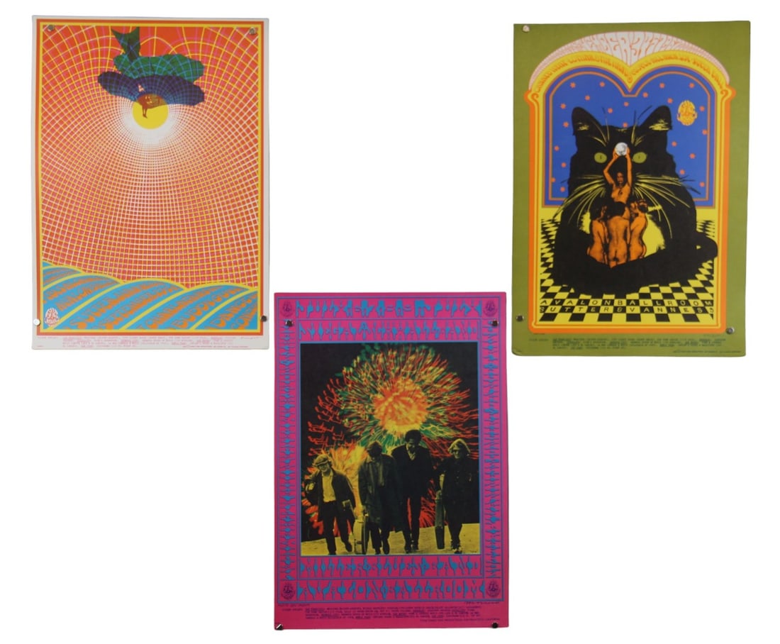 (3) Family Dog Avalon Ballroom Concert Posters: Includes: (1) Family Dog series FD-70, Avalon Ballroom 7/6-7/9, 1967. Performers included: The Steve Miller Blues Band, and Siegel-Schwall Band. Artwork by Victor Moscoso and Eric Weber. Approx.