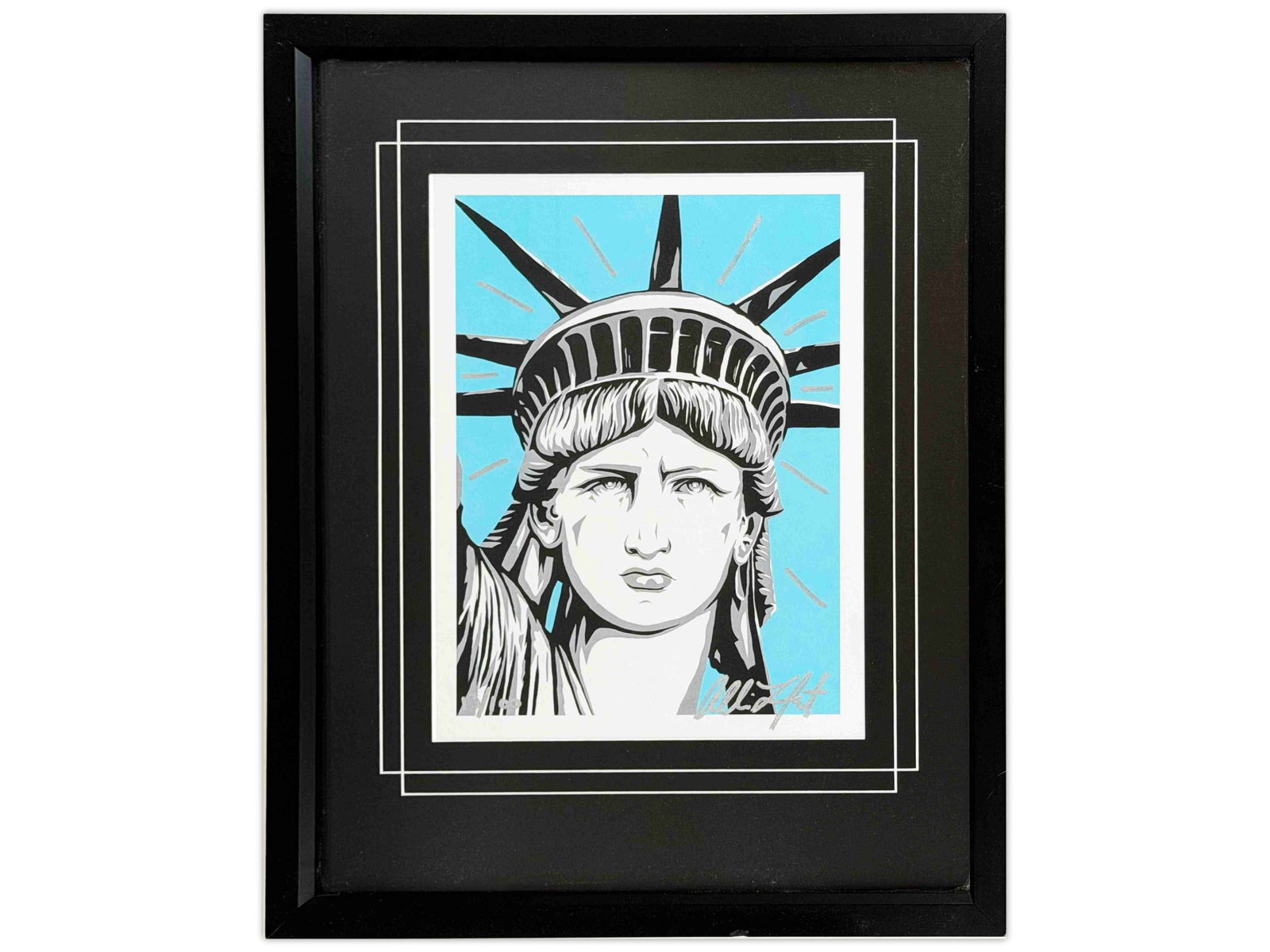 Allison Lefcort Signed Statue of Liberty Giclee: Color limited edition giclee print by Allison Lefcort, titled "Liberty Pop" featuring portrait of the Statue of Liberty. Hand signed lower right by Lefcort and hand numbered lower left 13/100. Image s