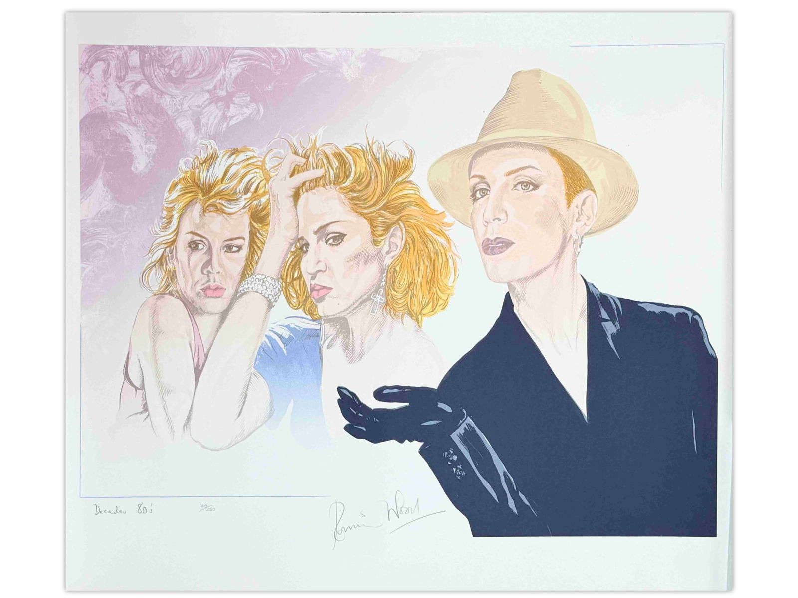 Ron Wood 1987 Signed Serigraph Decades 1980s: Ron Wood of the Rolling Stones 1987 Signed Serigraph Decades 1980s, In 1987 Ron Wood created "Decades," a suite of six serigraphs honoring iconic people whom Ronnie believed had made significant