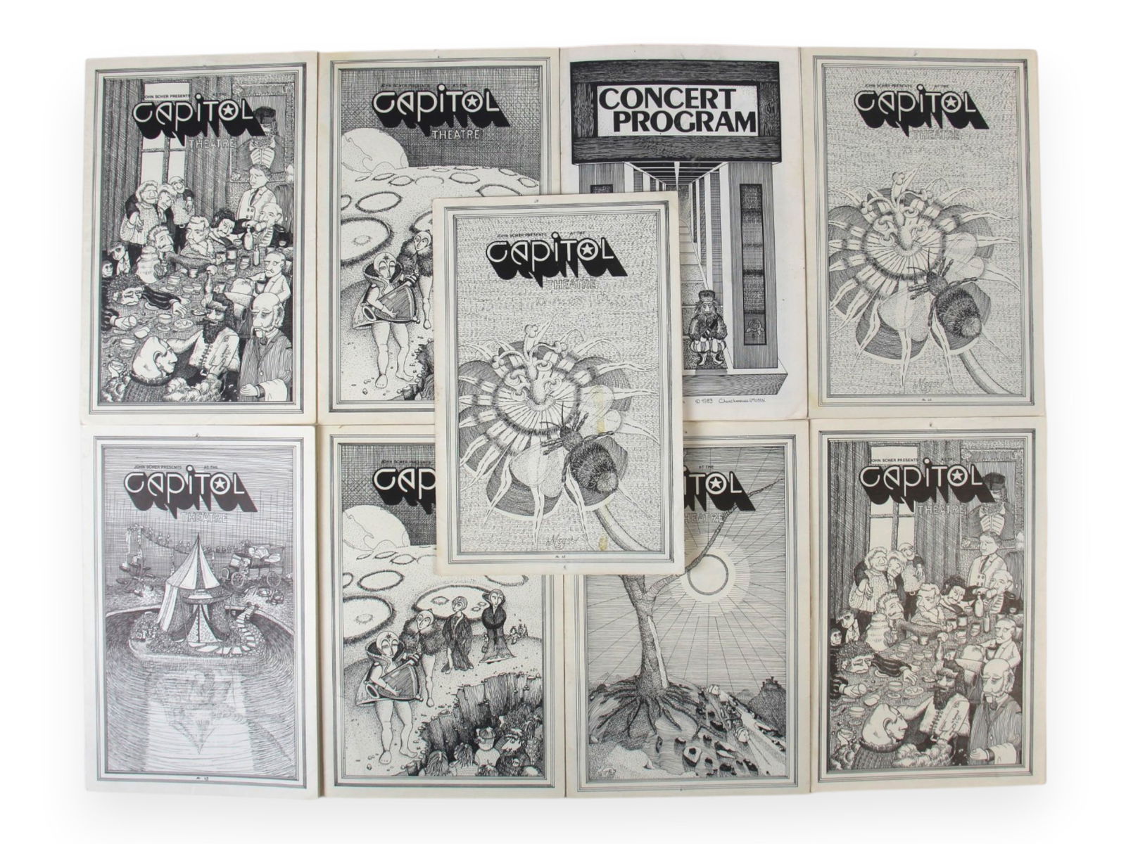 (9) Capitol Theater Programs Grateful Dead KISS: (9) Capitol Theater Programs, Port Chester NY, (1) Grateful Dead, 8.5" x 11", full of ads, schedules, writeups about the acts; April 16-17, 1983; 2) Kinks, Steve Harley & Cockney Rebel, Hot Tuna,