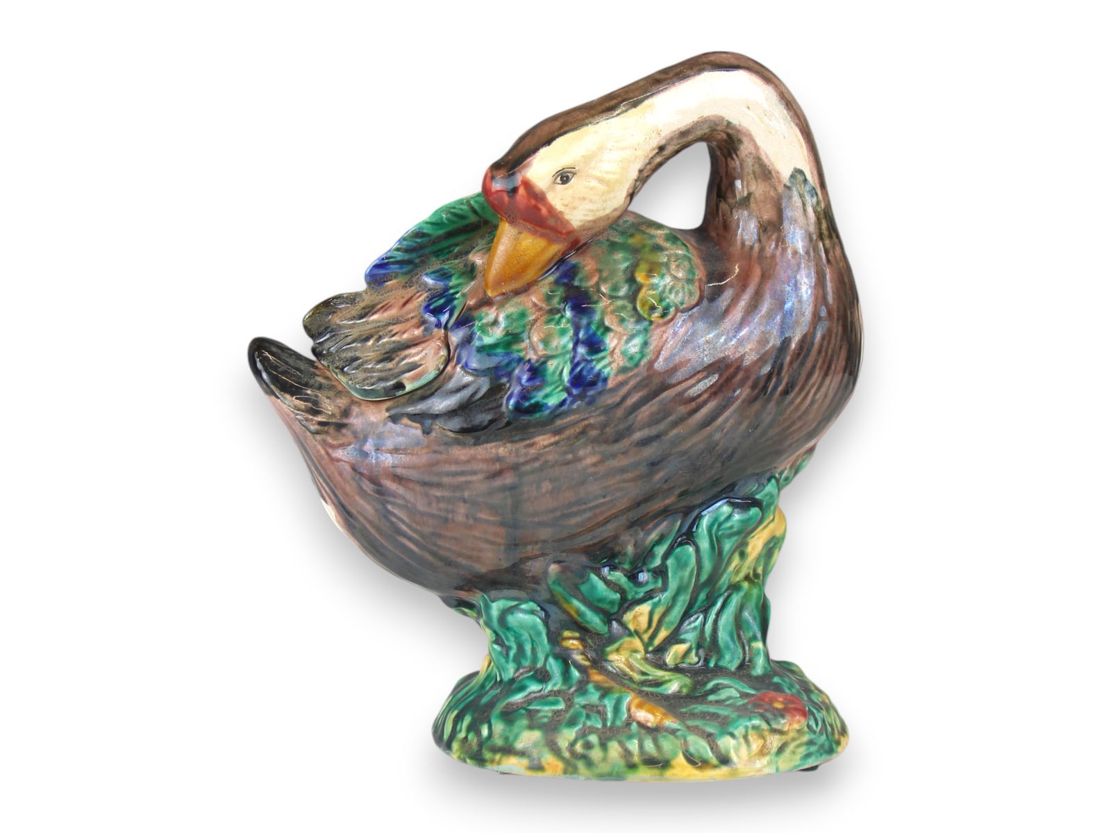 Scarce Tobacco Jar. Peacock.: Glazed Ceramic. 8 1/2" Tall. See images for details.Shipping: Weiss Auctions offers full-service, in-house shipping for nearly all items in this auction. For a shipping quote, please contact us prior