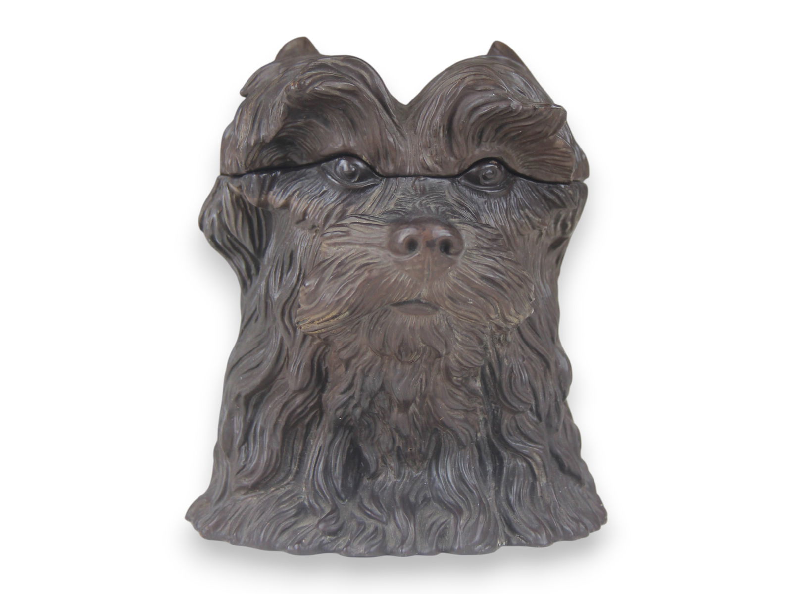 Black Forest Type Terrier Tobacco Jar: 6 1/2" tall marked C. L. T. & Co. 83.Shipping: Weiss Auctions offers full-service, in-house shipping for nearly all items in this auction. For a shipping quote, please contact us prior to the sale at