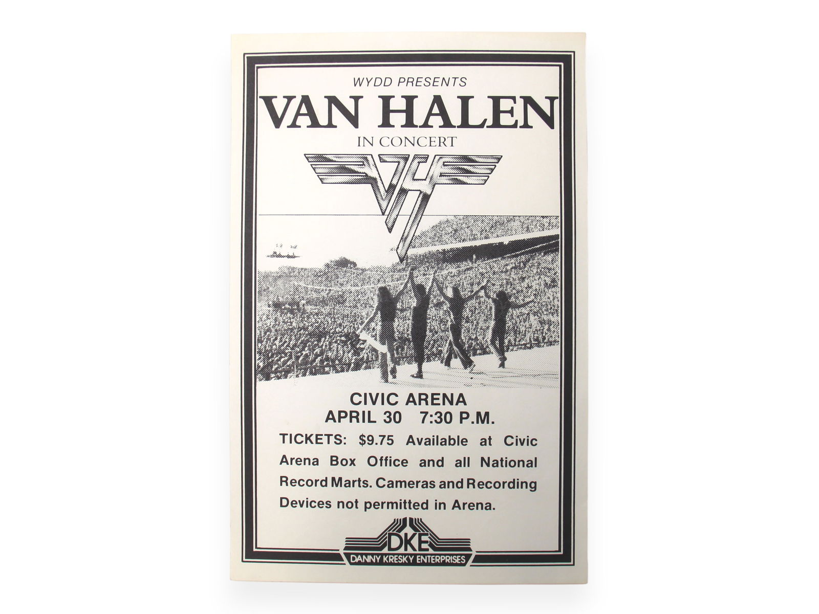 Van Halen 1980 Pittsburg PA Concert Poster: Van Halen Concert Poster, Civic Arena, Pittsburg PA, April 30, 1980, 13" x 20.25",Shipping: Weiss Auctions offers full-service, in-house shipping for nearly all items in this auction. For a shipping