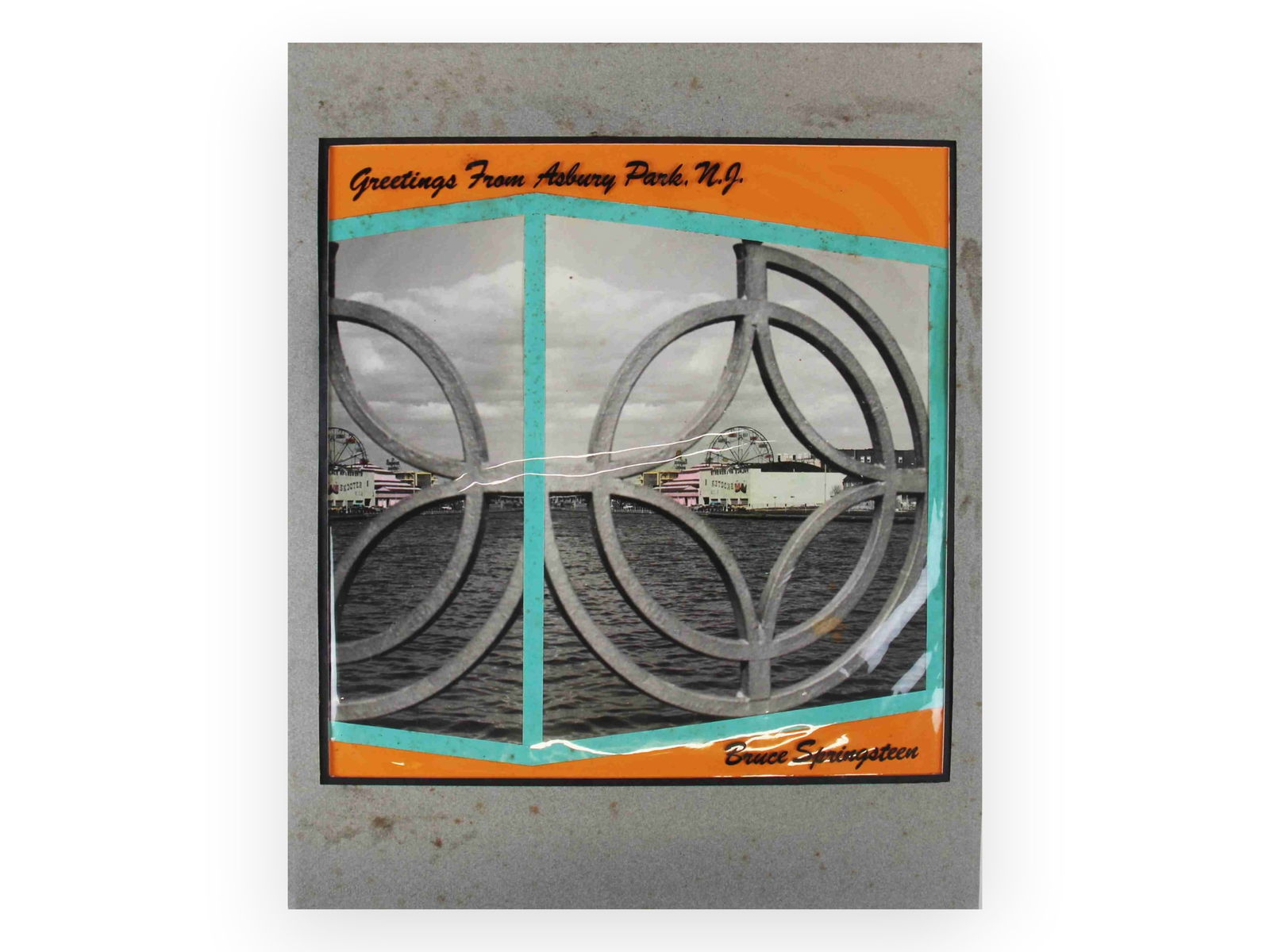Greetings from Asbury Park Concept Cover: Offered is a printed alternative piece related to Bruce Springsteen's "Greetings From Asbury Park, N.J." Album LP. This piece features postcard-style Asbury Park imagery. The design differs from the