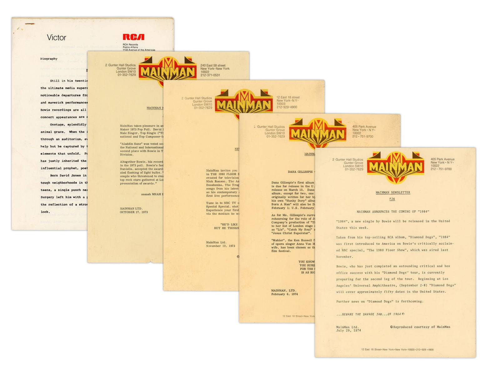 David Bowie Ephemera Lot (1 of 1)