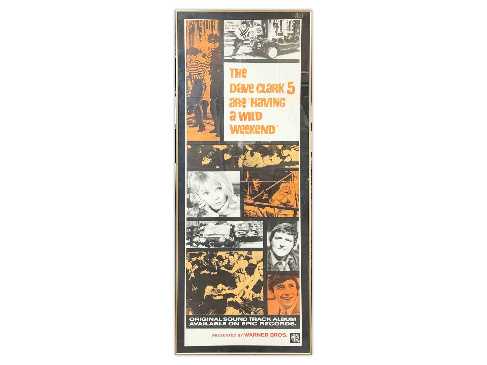 Dave Clark 5 Having a Wild Weekend Door Panel: (Warner Bros. 1965). Original door panel poster for "Having a Wild Weekend", starring The Dave Clark 5, Barbara Ferris, and Ronald Lacey. Directed by John Boorman. Unrestored insert poster with