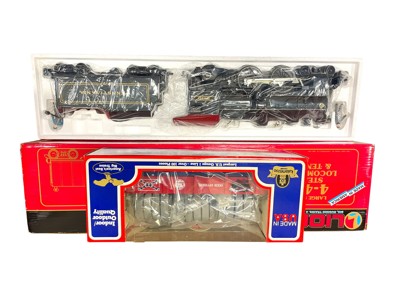 Lionel G Gauge 85110 PRR Atlantic: G Gauge. nice 4-4-2 Steam with Light, Smoke and RailSounds; matching tender. They are new in box; Plus a Kalamazoo Dixie Barrel Wagon, new in box. Shipping: Weiss Auctions offers full-service, in-hous