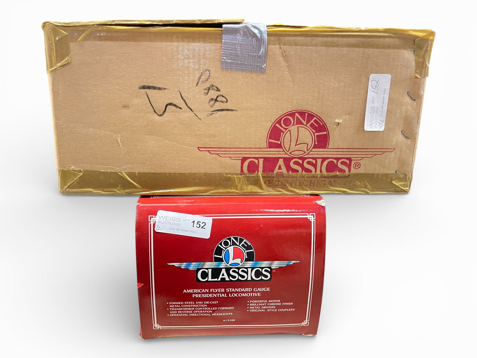 Lionel American Flyer Mayflower Set: Standard Gauge. Nice reproduction of American Flyer's Iconic 1930 Special set with chrome finish; 13003 matching 3-cars set. All appear like new in boxes.Shipping: Weiss Auctions offers full-service,