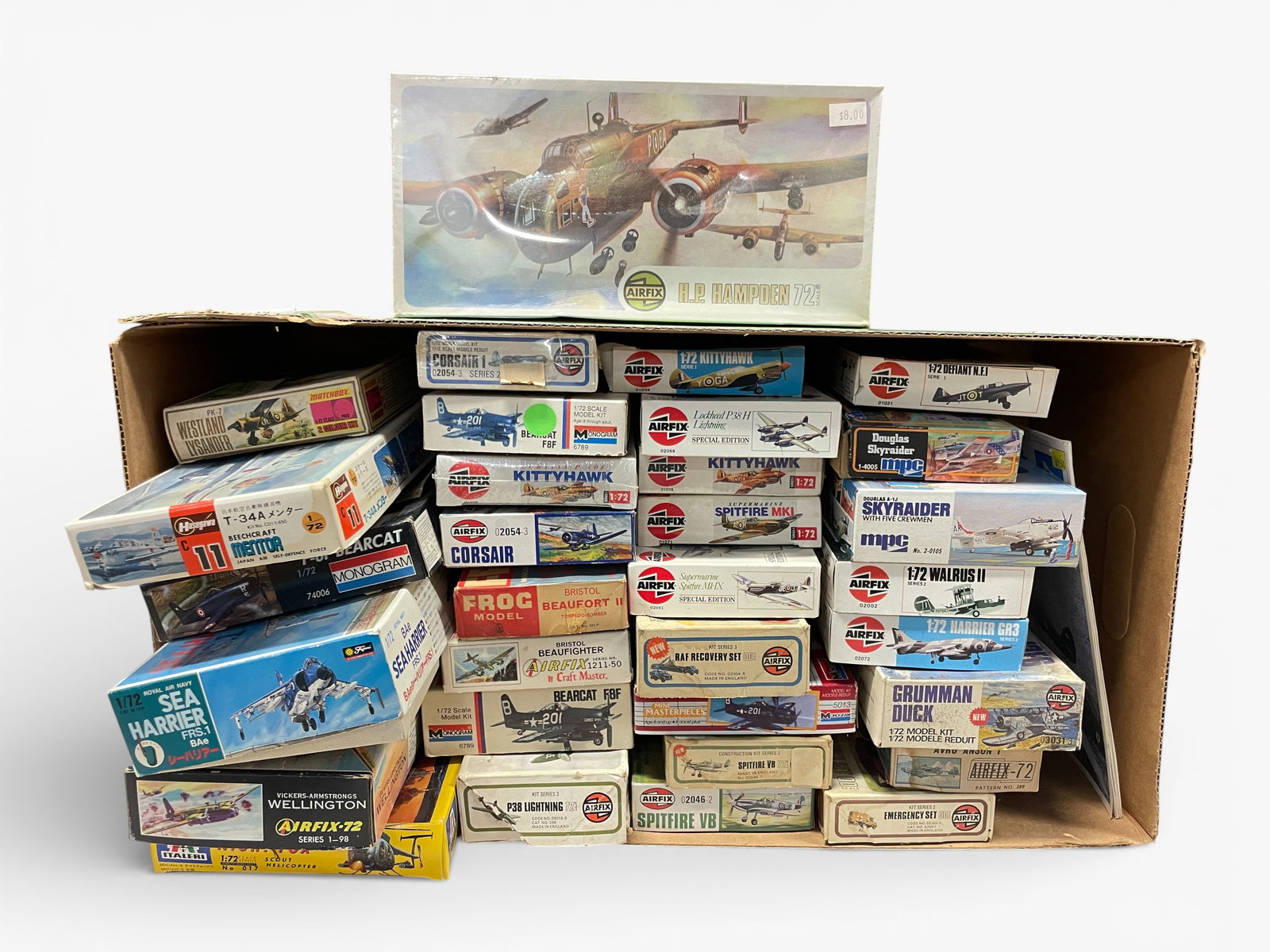 30 Military Aircraft Model Kits: HO Gauge. Most are 1:72 scale, often used for hanging over HO(1:87) displays. They appear un built, box condition varies, so examine photos closely.Shipping: Weiss Auctions offers full-service,