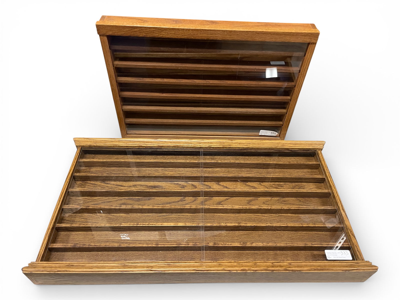 2 Oak Wall Display Cases (1 of 3)