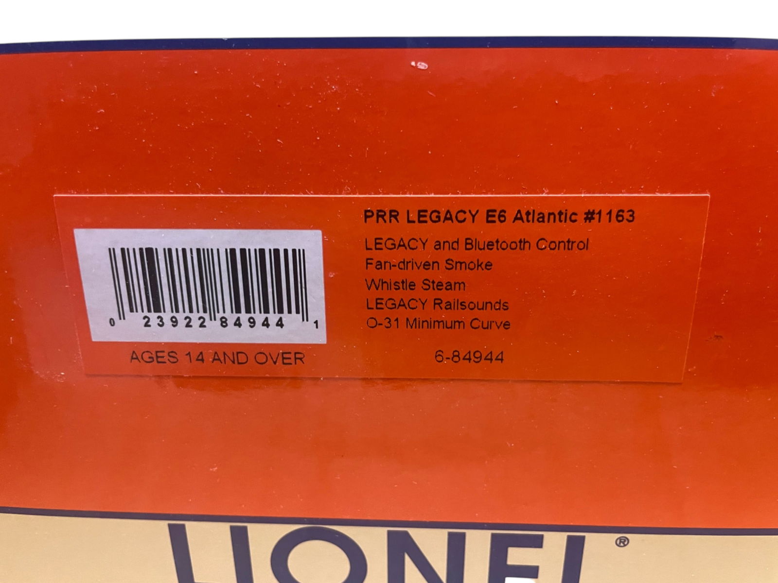 Lionel 84944 PRR Legacy E6 Atlantic: Nice scale Atlantic steam loco equipped with Legacy RailSounds with TowerCom & CrewTalk, Odyssey II Control, Light, Legacy Smoke & Whistle and more. It shows light use with set box &