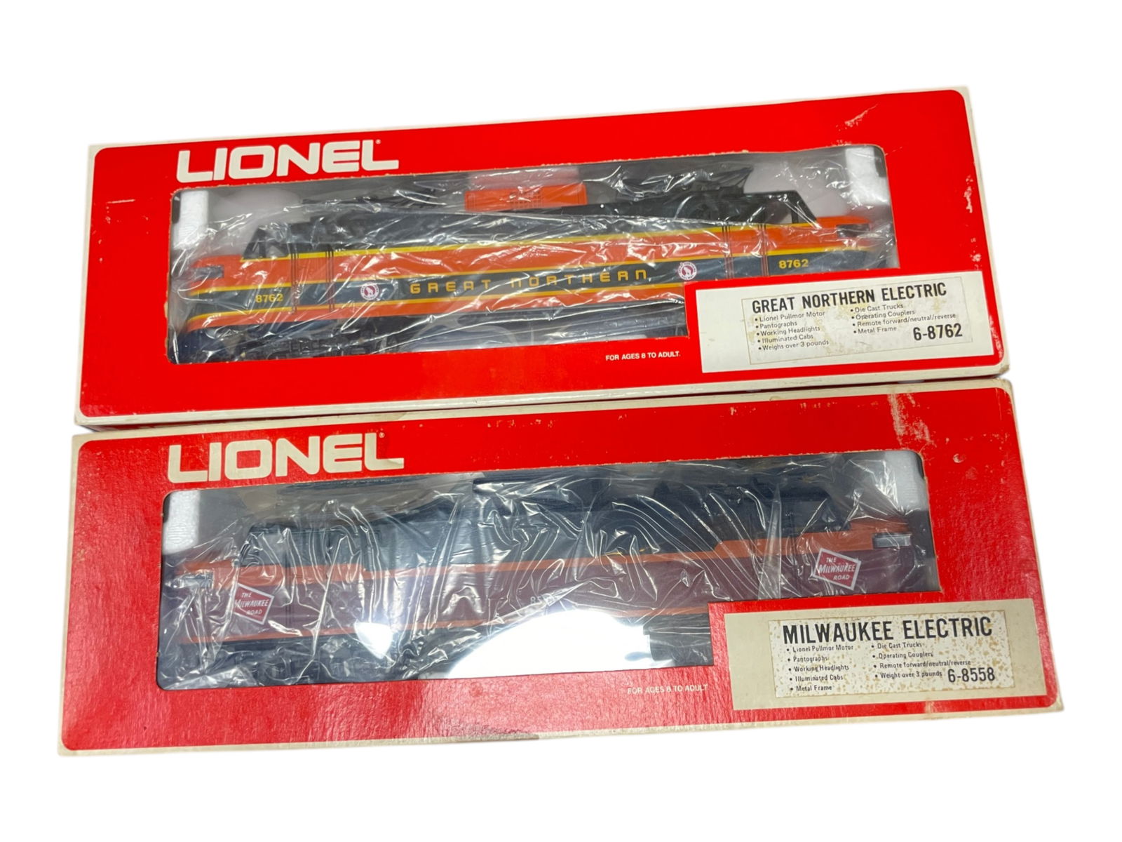2 Lionel MPC EP5 Electric Locos: Includes an 8762 GN & 8558 MR. They show test run wheels with better than average boxes.Shipping: Weiss Auctions offers full-service, in-house shipping for nearly all items in this auction. For a