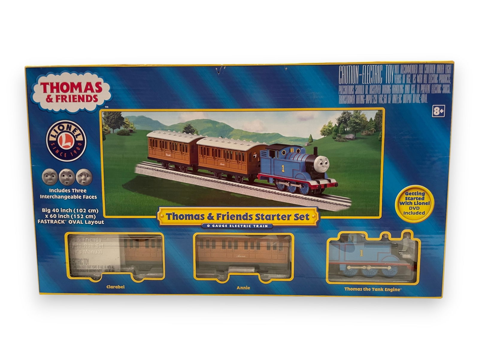 Lionel 23922 Thomas The Tank Starter Set: O gauge version with FasTrack and transformer. It shows light use with set box.Shipping: Weiss Auctions offers full-service, in-house shipping for nearly all items in this auction. For a shipping