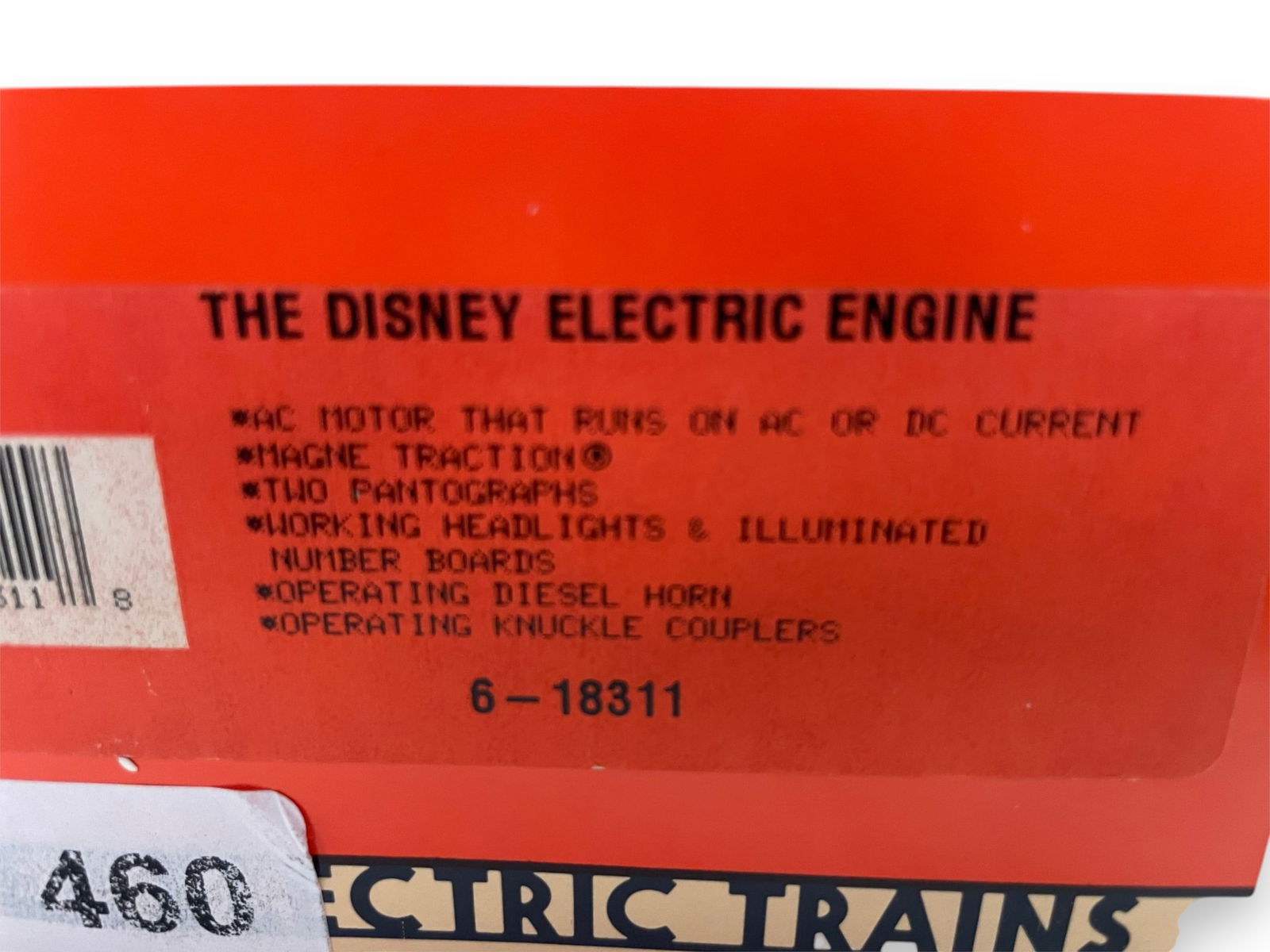 Lionel 18311 Disney EP5 Electric: Nice loco with lights and horn. It shows test run wheels with box.Shipping: Weiss Auctions offers full-service, in-house shipping for nearly all items in this auction. For a shipping quote, please