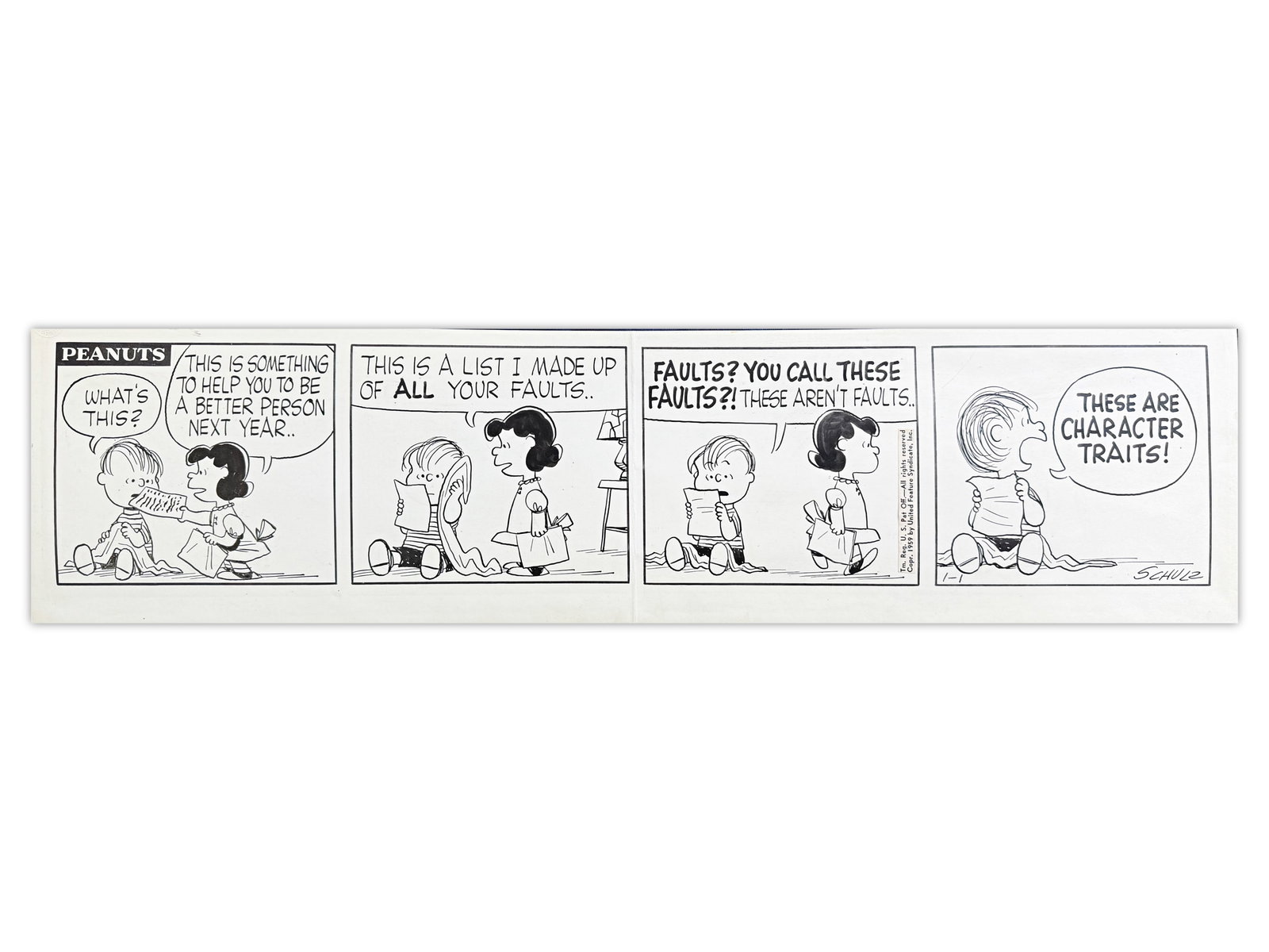 1959 Peanuts "Character Traits" Daily