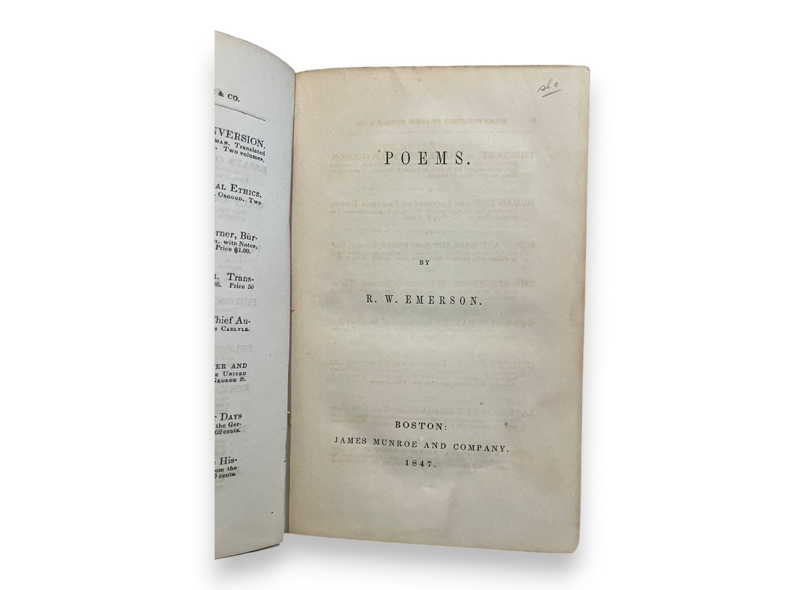 Emerson Poems 1st Ed. Boston 1847 (1 of 4)