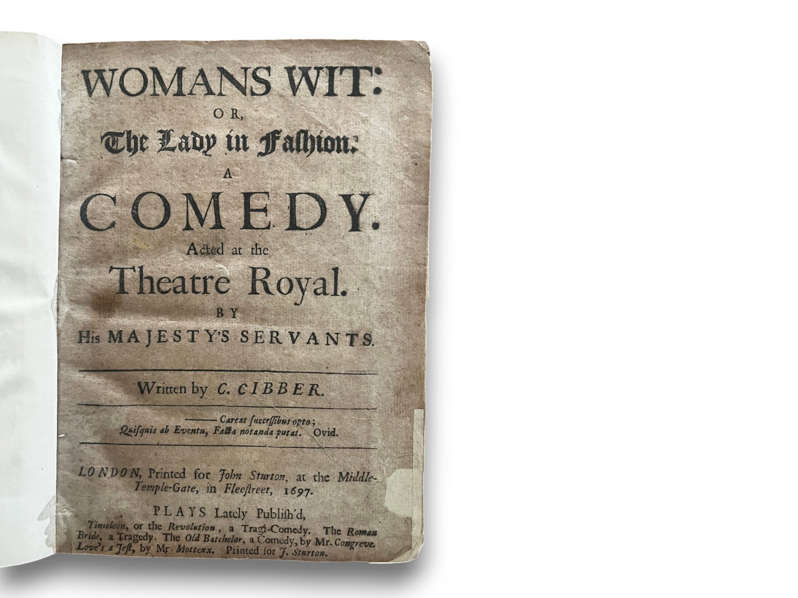 Cibber Woman's Wit 1697 1st (1 of 1)