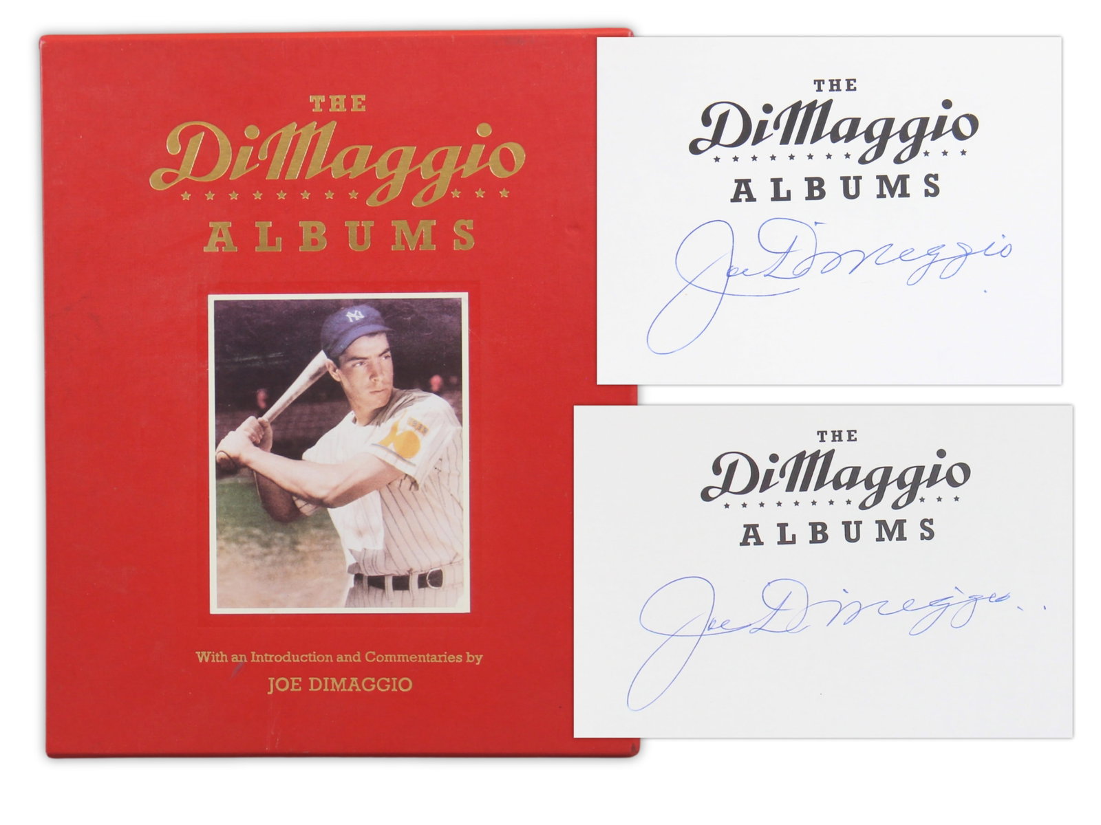 Joe DiMaggio - The DiMaggio Albums (Signed): The DiMaggio Albums. Two-volume boxed set. New York, 1989. Each volume signed on half-title page by Joe DiMaggio. No certificates of authenticity. Winning bidder has 30 days for authentication for ful