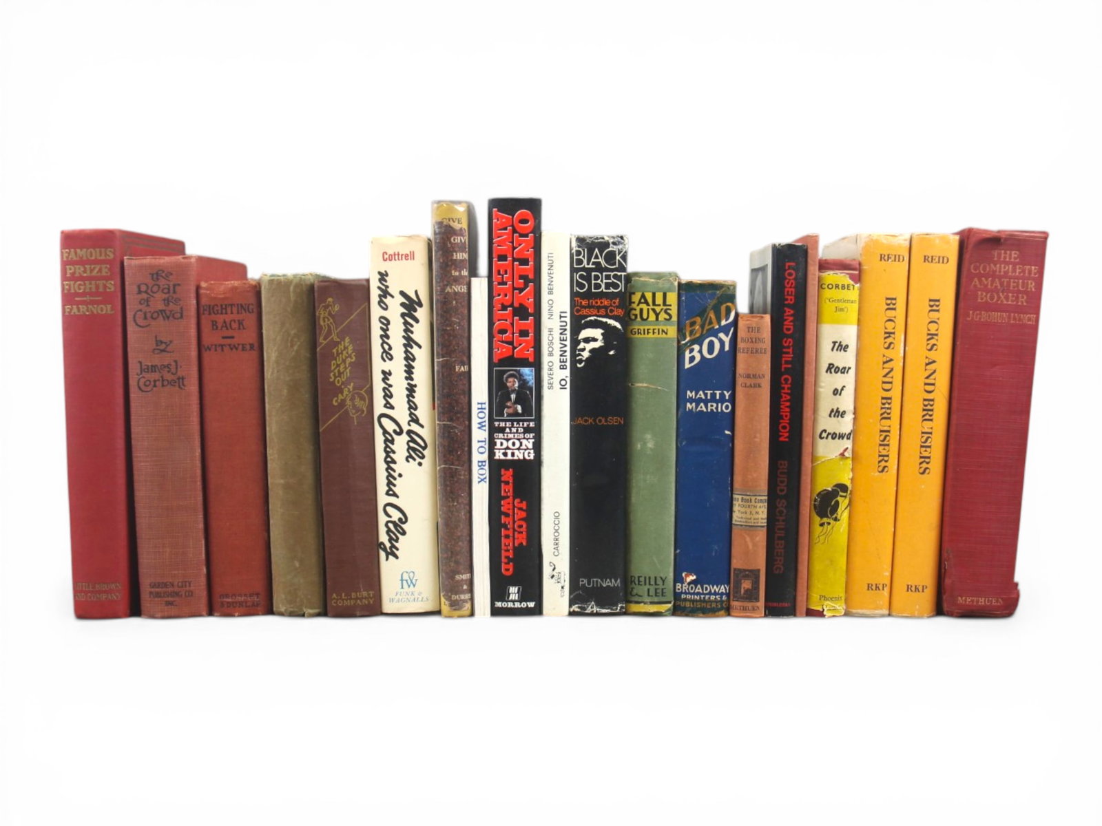 (20) Boxing Volumes Mixed Titles: Late 19th-Mid 20th century Books about the Sport, The Fighters and The Science. Nice group for the boxing collector or Sports Book Seller. From the lifetime boxing collection of Paul McKenna. Shipping