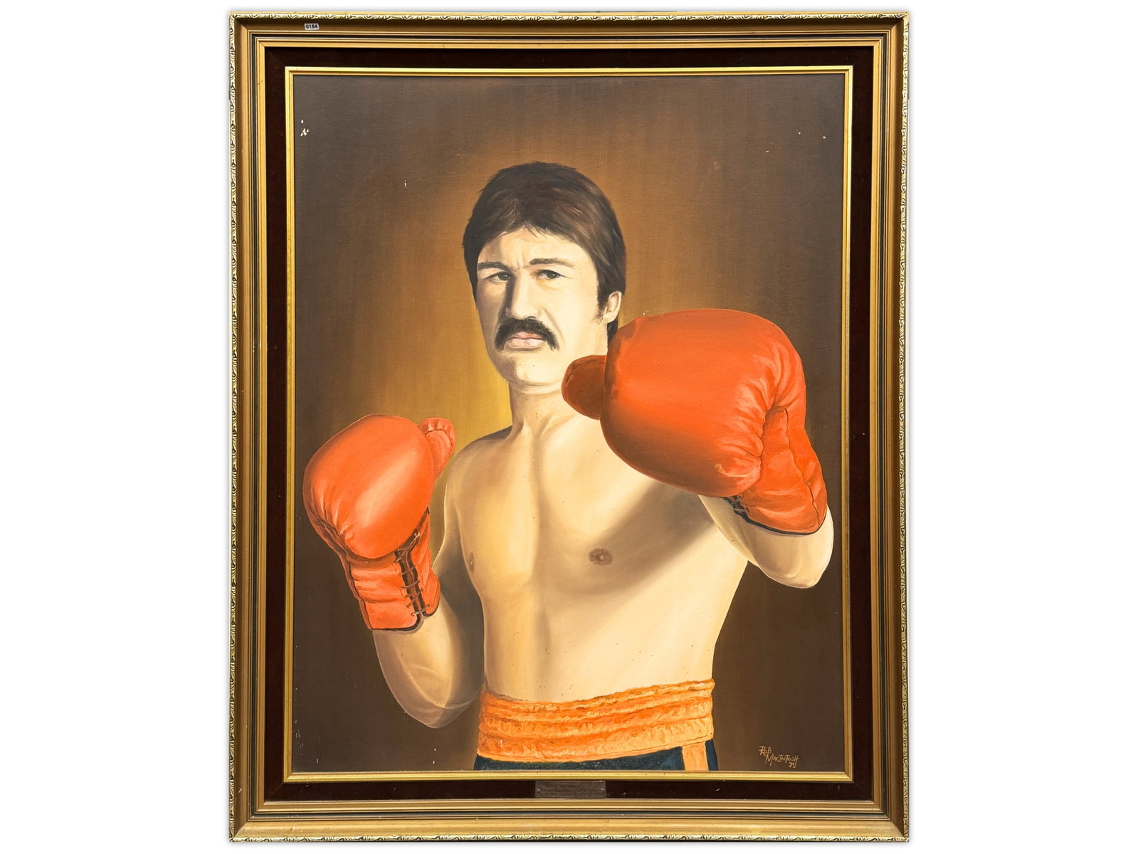 Gerrie Coetzee Original Painting by Rob MacIntosh: Original oil on board painting of former WBA World Heavyweight boxing champion Gerrie Coetzee by Rob Macintosh. Signed lower right and dated "79" by the artist. This piece was originally presented to 