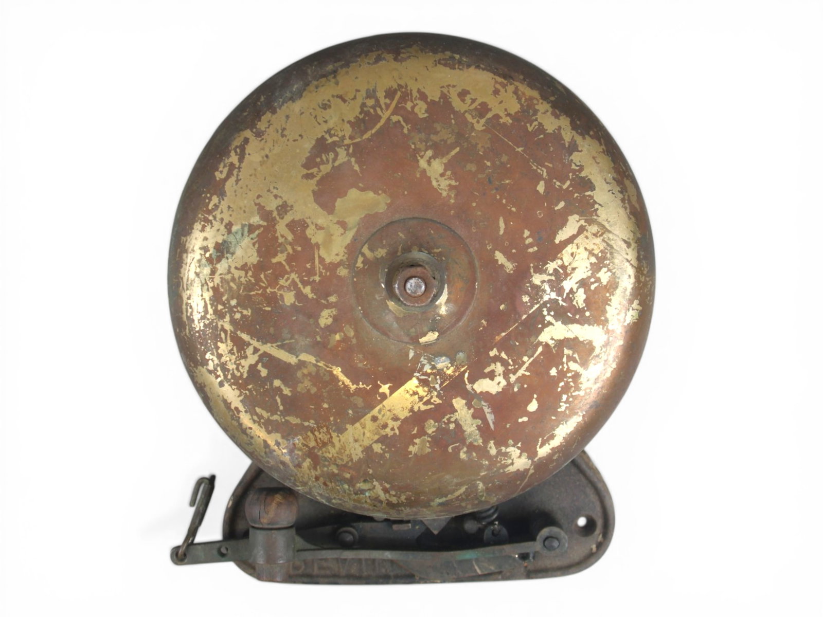 Early 1900's Bevin Boxing Ring Bell: Approx. 10" diameter. Cast iron and brass. Spring intact and working condition. Shows heavy wear throughout. Shipping: Weiss Auctions offers full-service, in-house shipping for nearly all items in thi