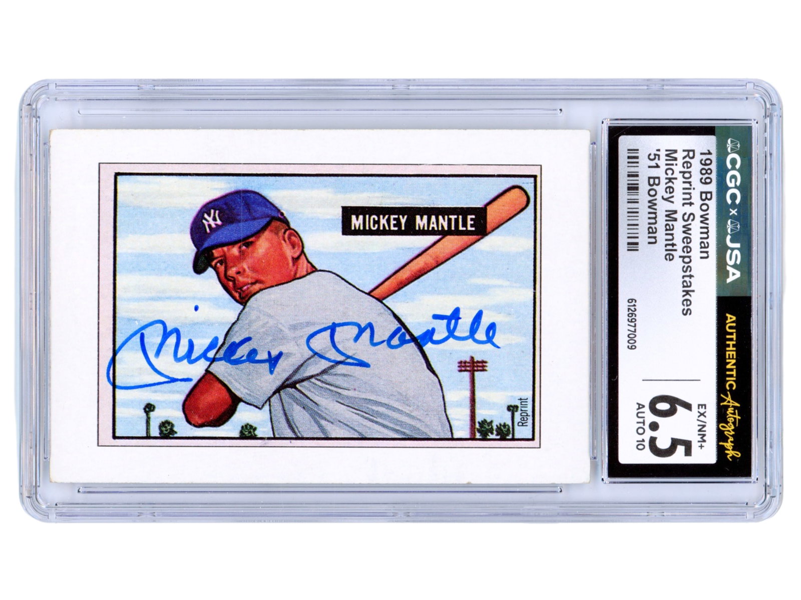 Mickey Mantle Signed '51 Bowman Reprint - CGC (1 of 2)