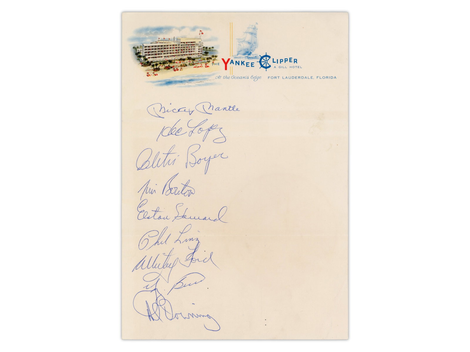 1964 Yankees Multi-Signed Team Sheet - 2