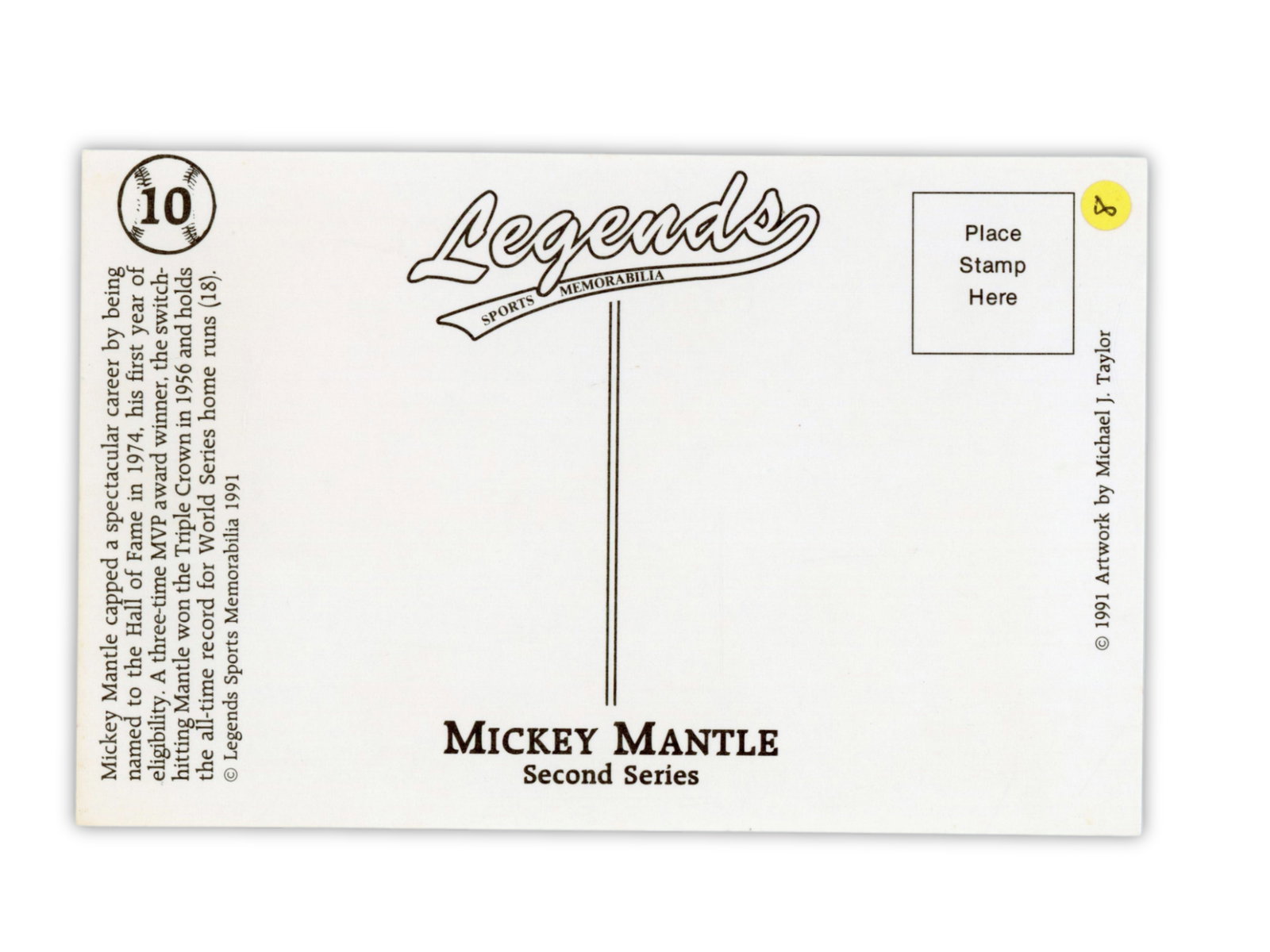 Mickey Mantle Signed Postcard - JSA - 2