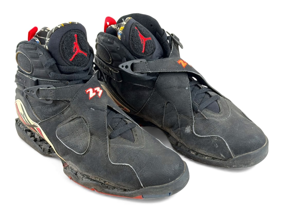Michael Jordan 1993 Playoff-Worn Air Jordan VIII's: Game-worn and SIA photomatched Air Jordan VIII sneakers worn by Michael Jordan during Game 5 of the 1993 Eastern Conference Finals against the New York Knicks. The shoes were obtained by the current o