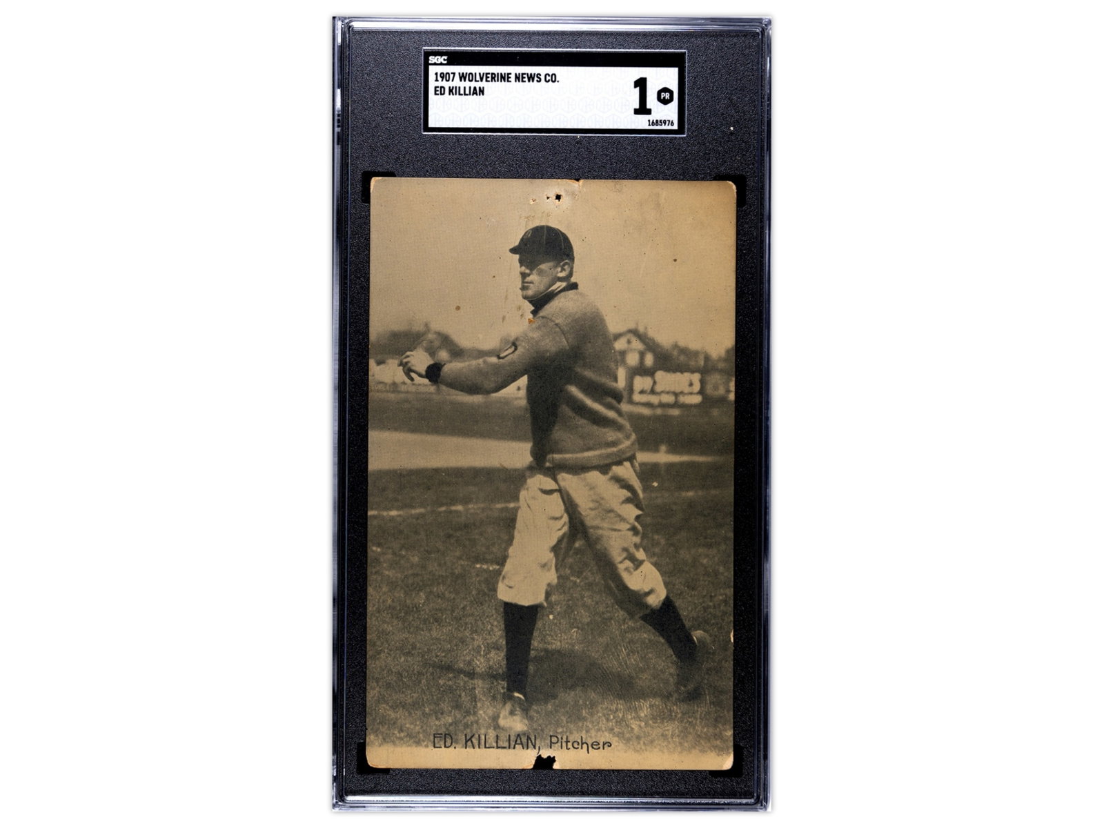1907 Wolverine News Ed Killian SGC 1: 1907 Wolverine News Company postcard of Detroit Tigers pitcher Ed Killian. SGC #1685976 Fresh to the market from a West Coast Estate. Shipping: Weiss Auctions offers full-service, in-house shipping fo
