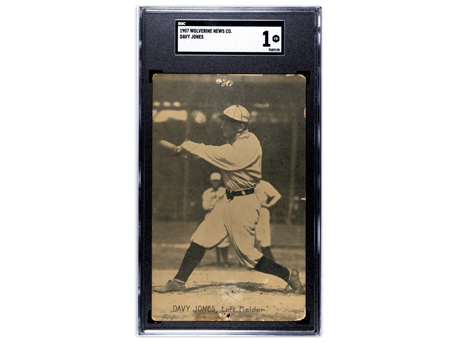 1907 Wolverine News Davy Jones SGC 1: 1907 Wolverine News Company postcard of Detroit Tigers outfielder Davy Jones. SGC #9589198 Fresh to the market from a West Coast Estate. Shipping: Weiss Auctions offers full-service, in-house shipping