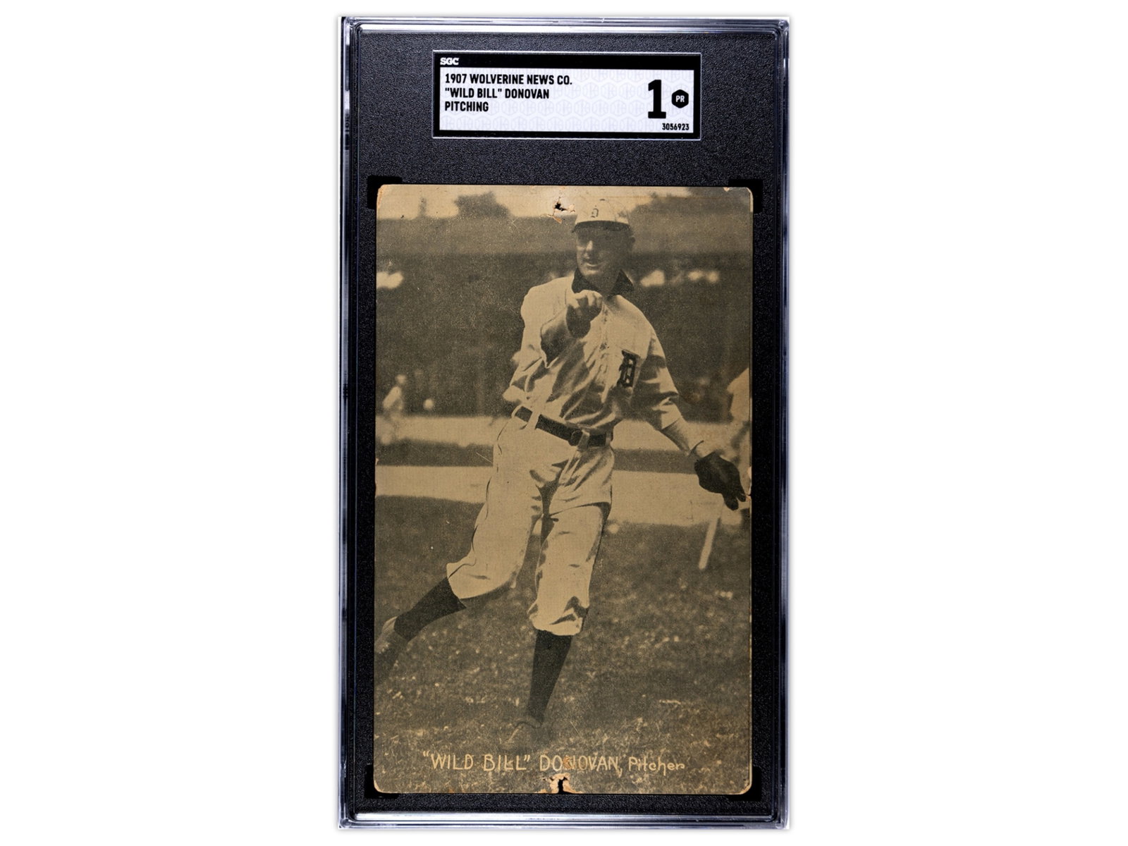 1907 Wolverine News Wild Bill Donovan SGC 1: 1907 Wolverine News Company postcard of Detroit Tigers pitcher "Wild Bill" Donovan shown pitching. SGC #3056923 Fresh to the market from a West Coast Estate. Shipping: Weiss Auctions offers full-servi