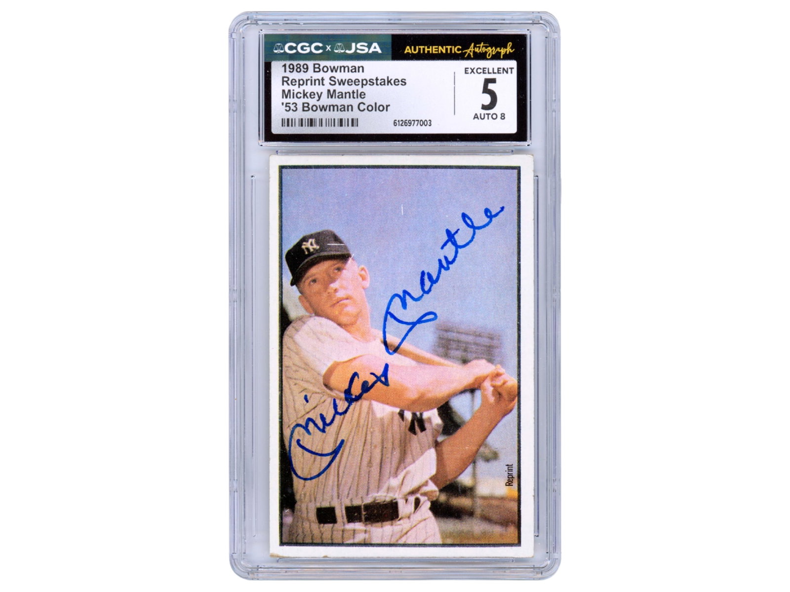 Mickey Mantle Signed '53 Bowman Reprint - CGC (1 of 2)